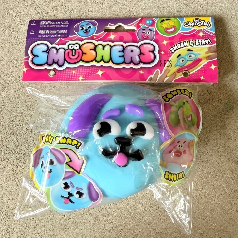 Smushers Face Swap Squeezy Fidget Toy Blue Viral Squishy ORB Curiosities NEW
